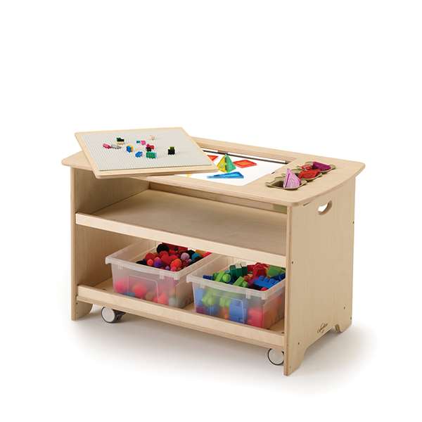 Seoras Birch Sensory Light Table with Clear Tubs Premium Model - Preschool (with Casters)