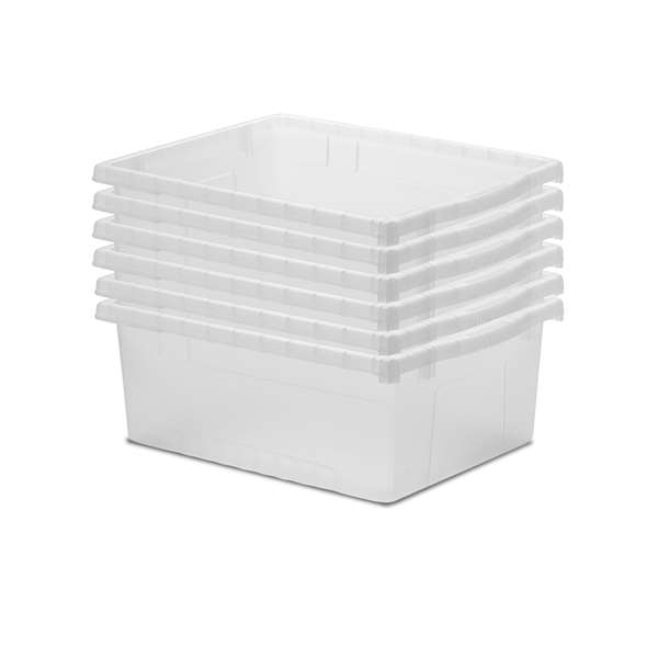 Set of 6 Clear Large Open Tubs