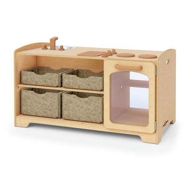 Kitchen Island with Softouch Storage Bins front view