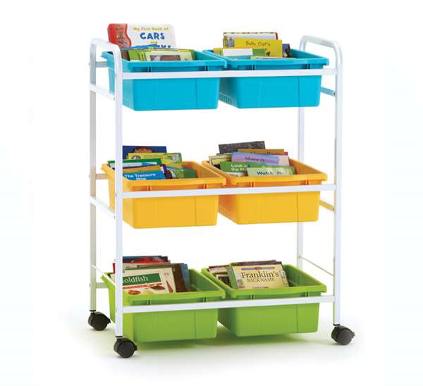 Small Book Browser Cart with Six Tubs (BB008-6-VC)