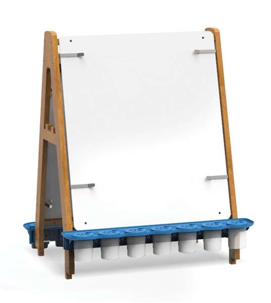 Bamboo Double Sided Painting Easel -can be used on a tabletop or the floor. Includes 2 removable paint pot trays.