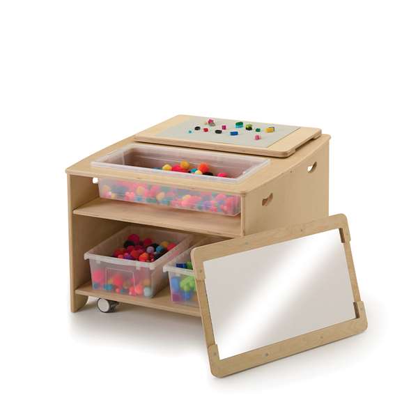 Double Wide Sensory Table with mirror tray and casters