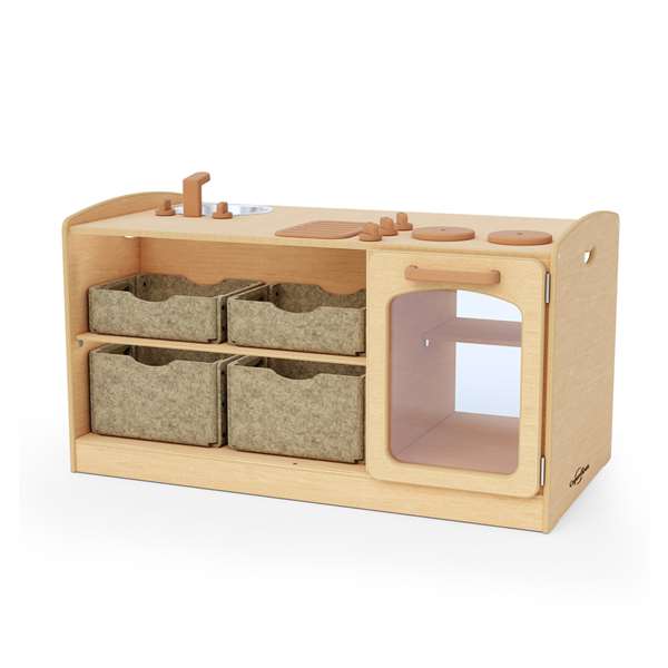 Kitchen Island with Softouch Storage Bins - Preschool front view