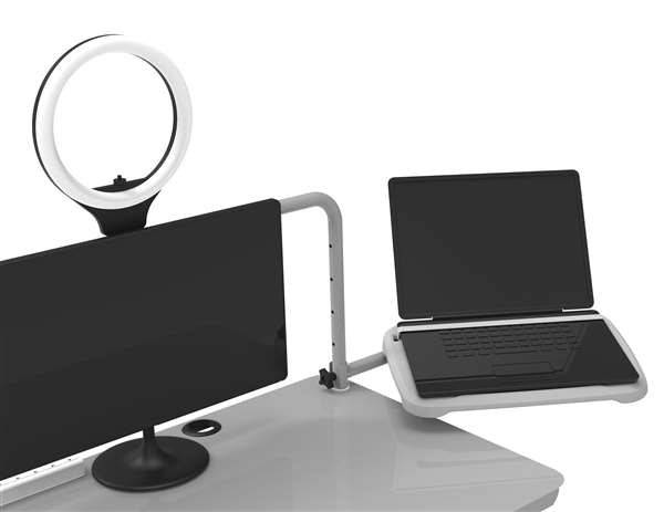 Laptop tray: Holds up to a 17” laptop, is height adjustable and attaches to either side of the frame