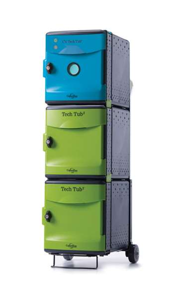 Tech Tub2 Trolley for Large Adapters with UV Tub – charges 10 devices