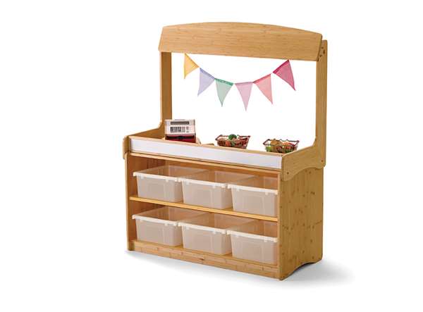 Make-Believe Stand with 6 Clear Open Tubs