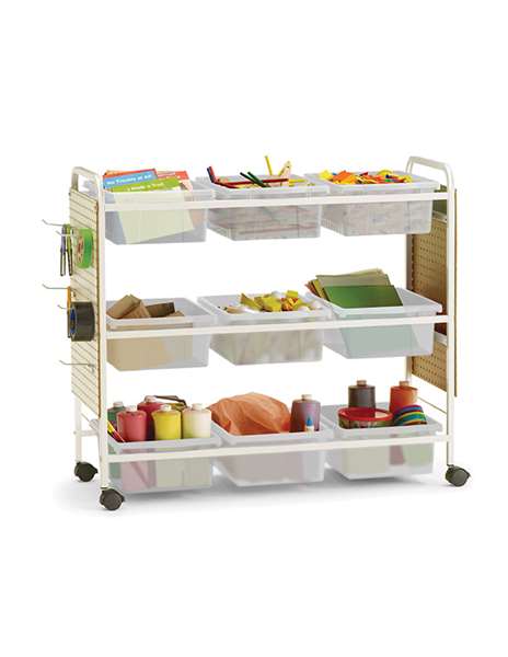 Clear STEM Storage Cart with Pegboard Kit includes 20 hooks