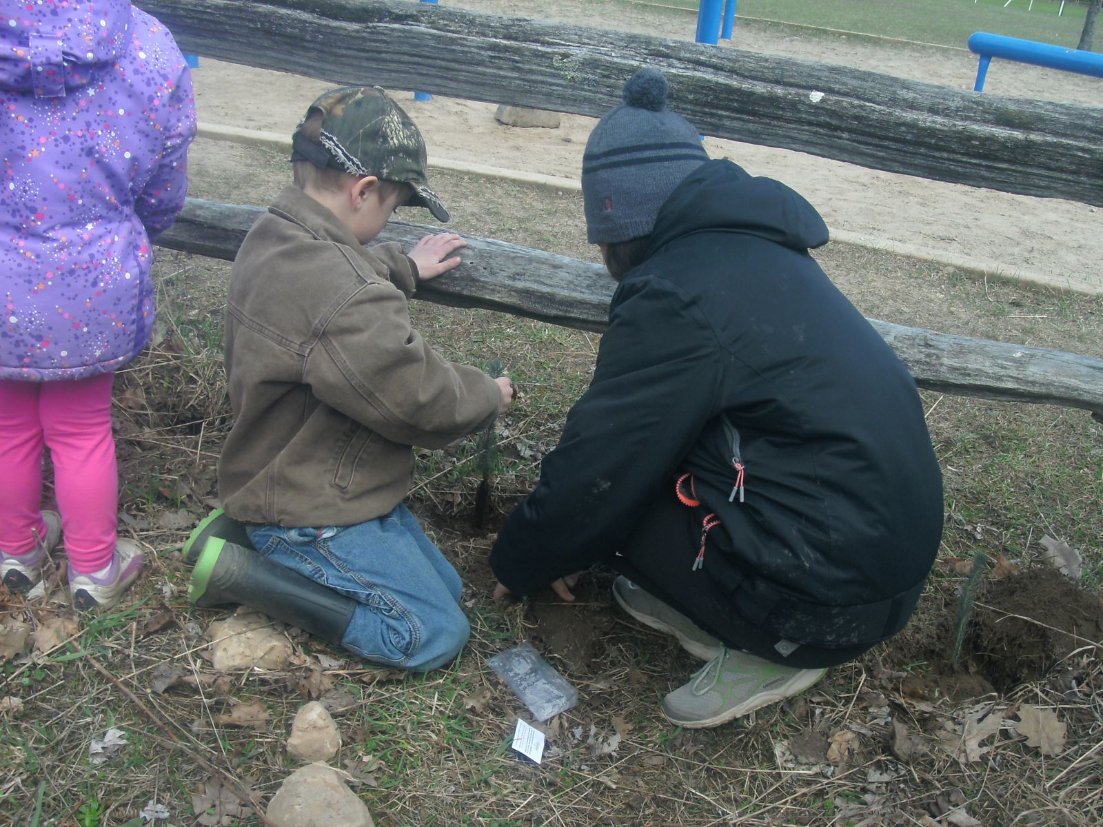 Students learning outside