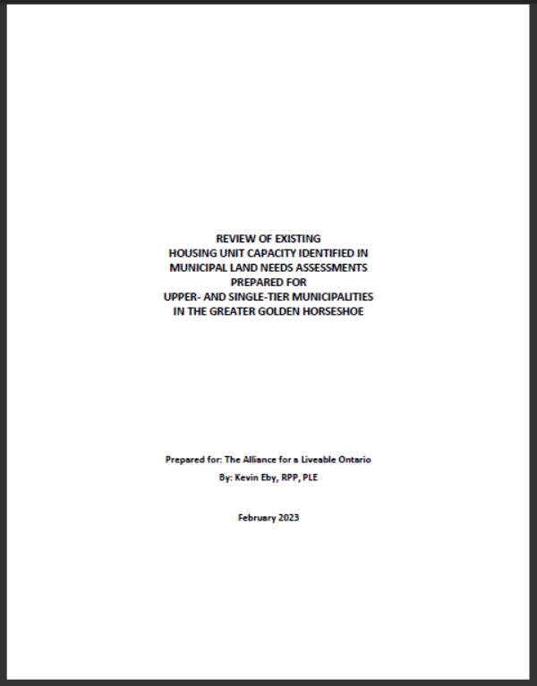 report about housing unit capacity from The Alliance for a Liveable Ontario 